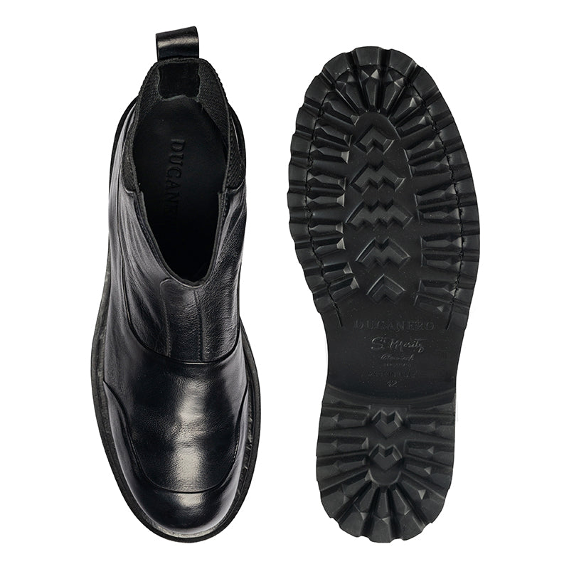 Black Leather Ankle Boots 5010