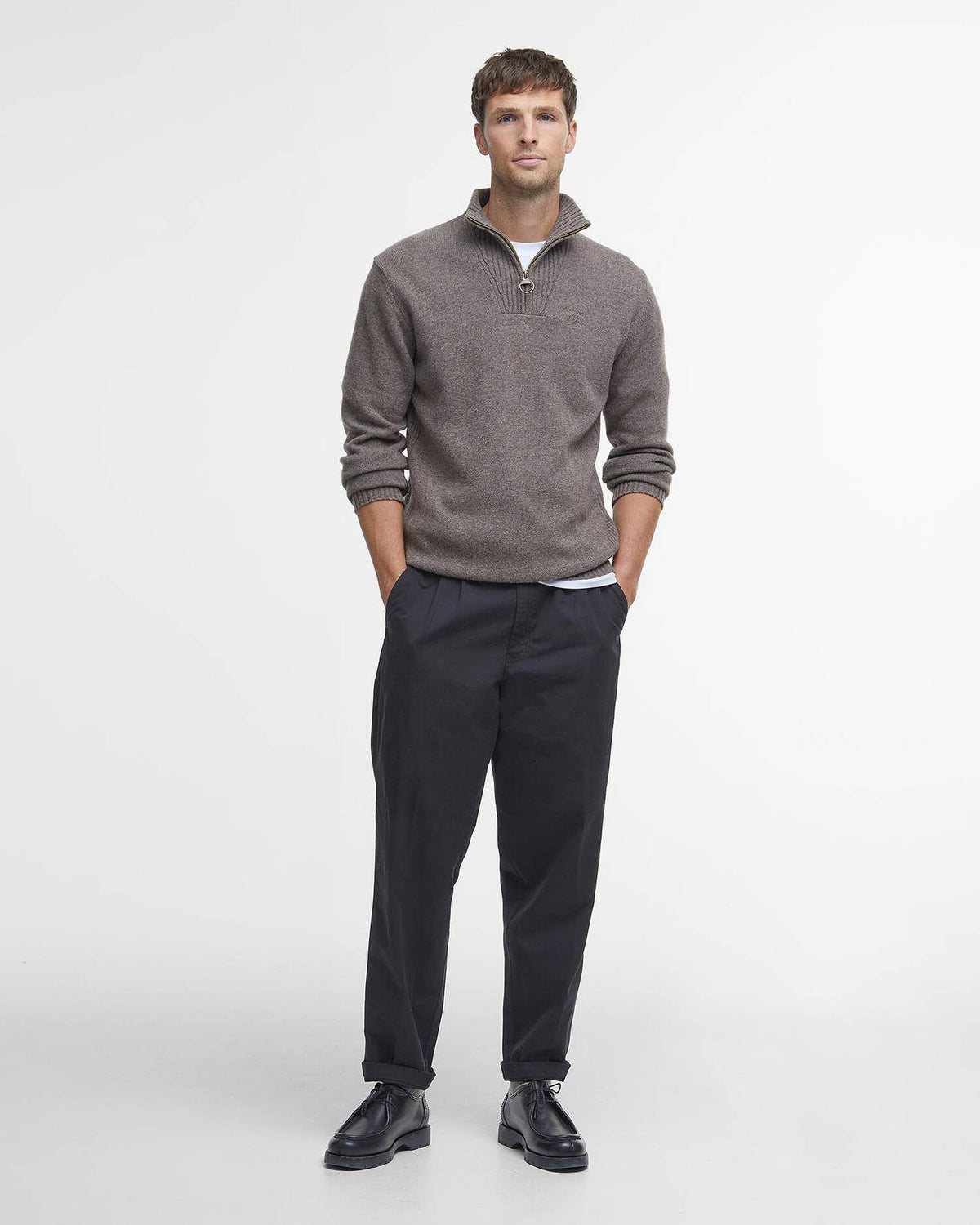 Essential Quarter-Zip Jumper Dark Stone