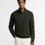 Essentials Fleck Wool Half-Zip Jumper Olive