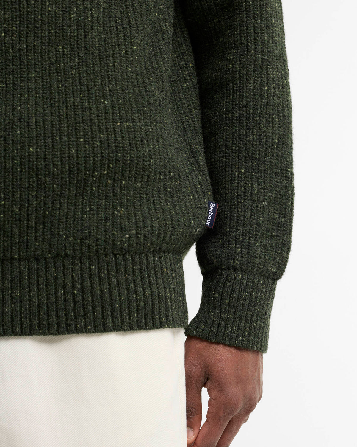 Essentials Fleck Wool Half-Zip Jumper Olive