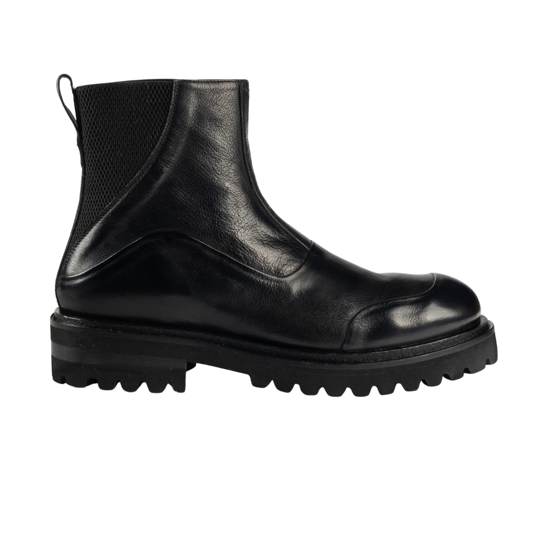 Black Leather Ankle Boots 5010