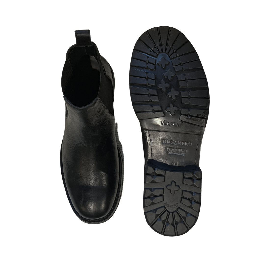 Black Leather Boots 5037