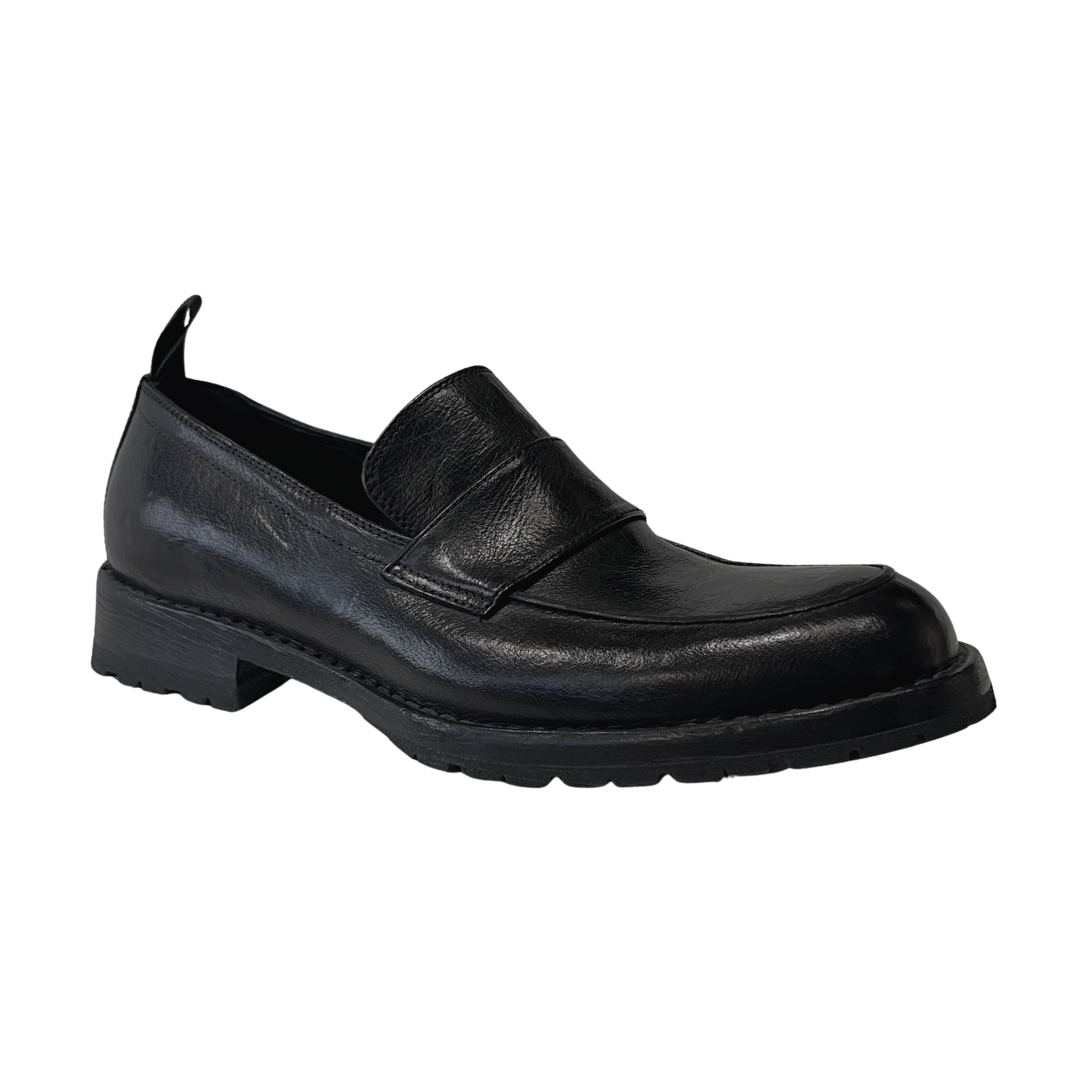 Czarne Skórzane Loafersy 2853