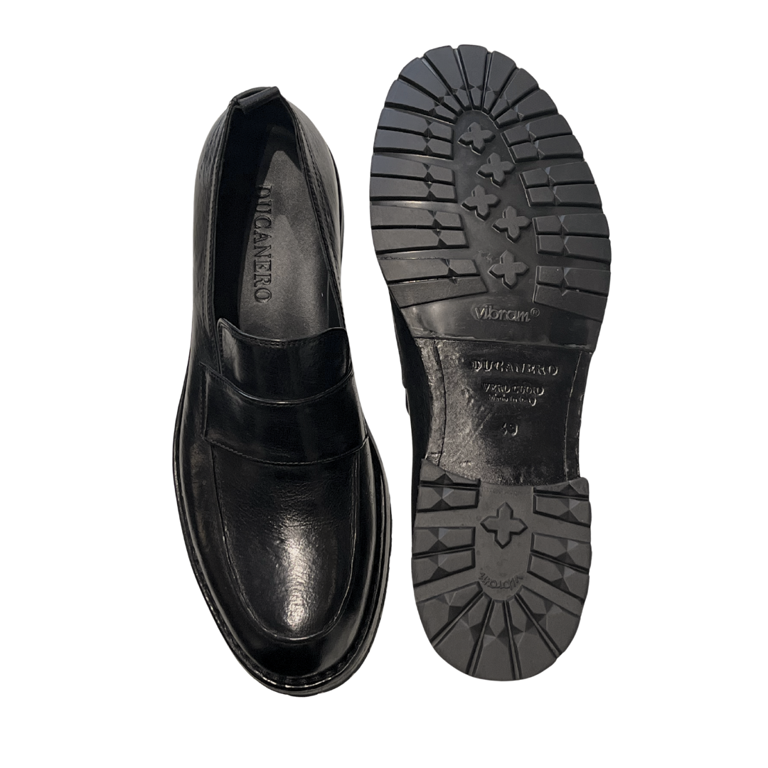 Czarne Skórzane Loafersy 2853