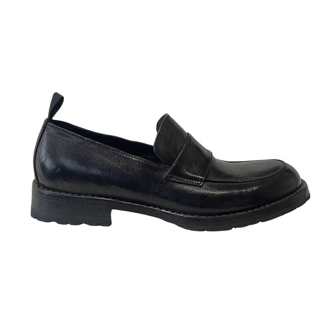 Czarne Skórzane Loafersy 2853