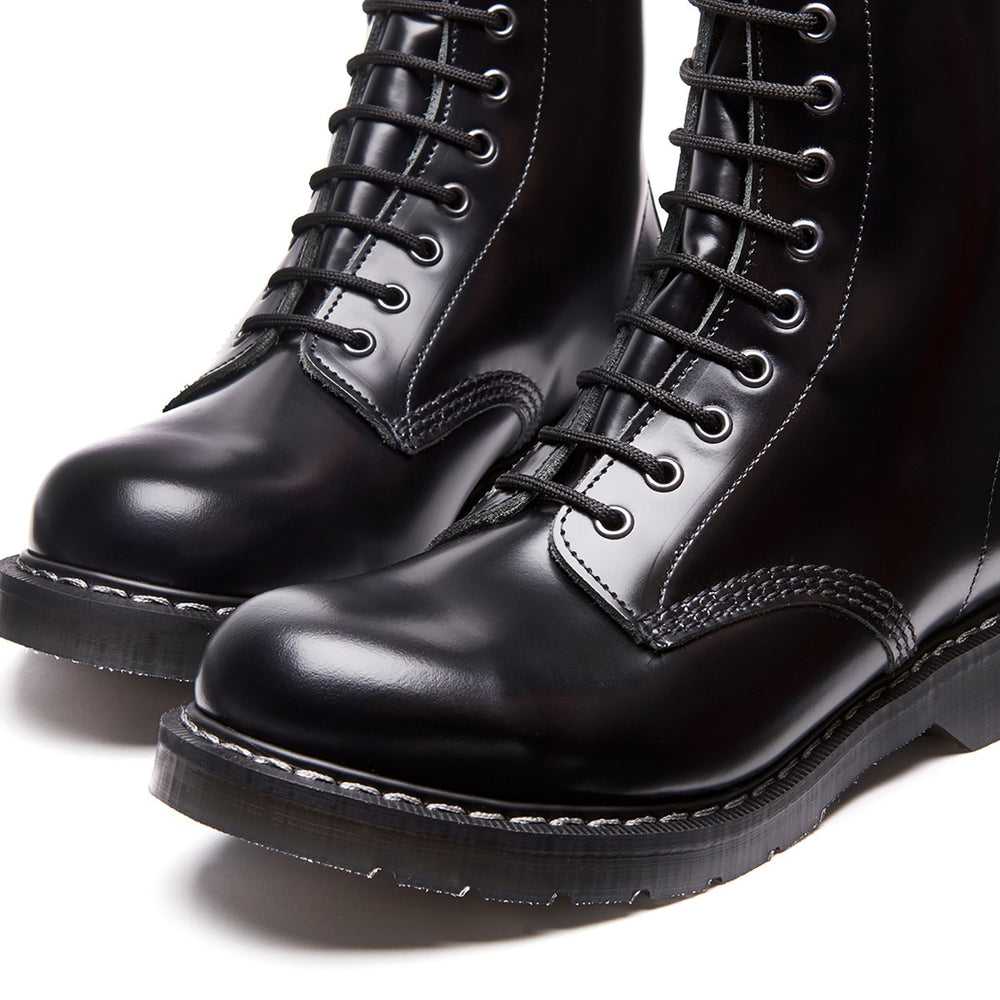 Black Hi-Shine 8 Eye Derby Boot