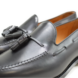 Black Leather Tassel Loafers 8491