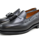 Black Leather Tassel Loafers 8491