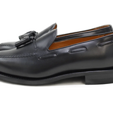 Black Leather Tassel Loafers 8491