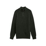 Essentials Fleck Wool Half-Zip Jumper Olive